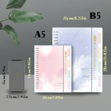 1pc,A5/B5,54sheets,108pages,Binder,Indexing Notebook,Feather Planner,Removable Loose-Leaf,Office,School Supplies,Multicolor Bookmark Binder,School Supplies,Back To School
