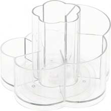 360° Rotating Makeup Organizer 6 Slot Clear Cosmetic Storage Holder Tray Makeup Brush Cup Lip Gloss Display Case Bathroom Makeup Organizer - Multicolor - View 8