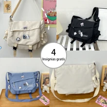 Saco De Mensajero De Nylon Mujer Mochila Coreana, Kawaii, bolso de lona con asa, bolso grande de gran capacidad, bolso reutilizable, bolso de tela, perfecto para el uso diario y los viajes, bolsos de tela para estudiantes, con múltiples compartimentos, perfecto para la playa, la escuela, el trabajo y el uso diario - Azul - Ver 6