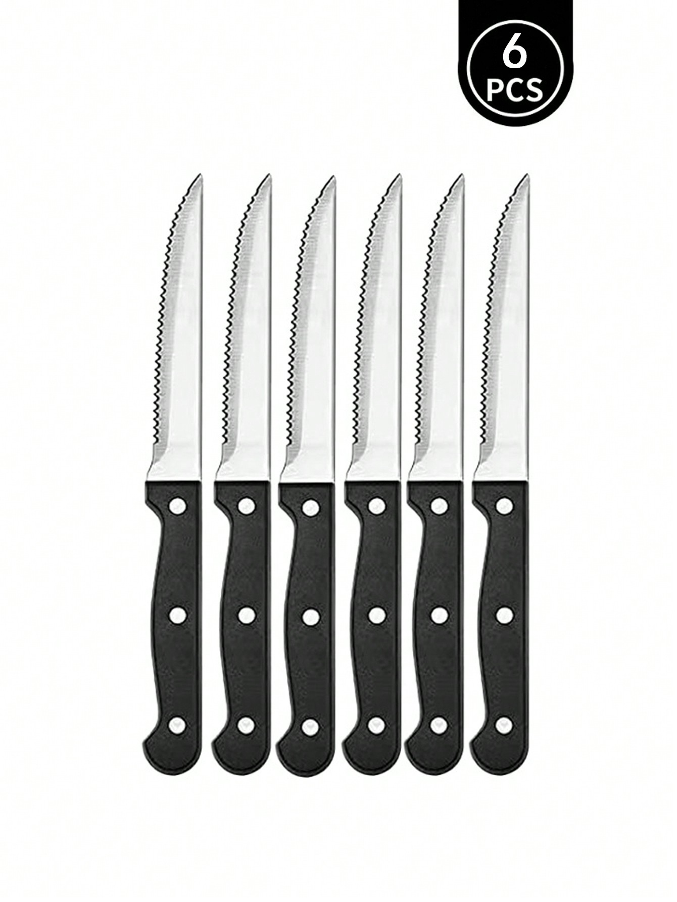 6 قطع من سكاكين قطع اللحوم المسننة من الفولاذ المق...