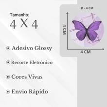 50 4cm Butterfly Label Stickers - 淺灰紫 - 查看 2