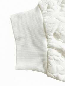 UREREM 女士休闲纯色纹理面料抽绳拉链连帽运动衫 - 白色 - 查看 5