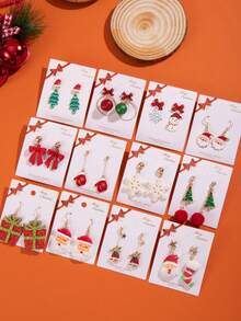 1 Pair Girls Christmas Earrings Snowman Pendant Earrings Christmas Tree Bell Reindeer Snowflake Earrings Jewelry Christmas Gift - one-size - View 3