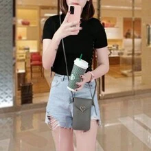 Nueva bolsa para teléfono móvil, versión coreana de una bolsa pequeña y versátil para estudiantes, con pantalla táctil transparente, bolsa cruzada diagonal para teléfono, bolso de hombro para damas y mujeres, cartera y monedero