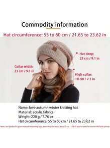 2pcs,Winter Two-Color Hat Women's Thick Warm Ear-Protection Woolen Hat With Velvet Neck Two-Piece Knitted Hat - Multicolor - View 10