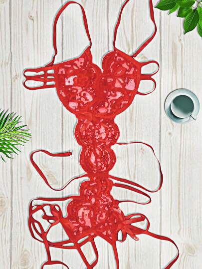 1pc Verleidelijke Kanten Hollow Out Bodysuit Lingerie Home Wear Going view 7