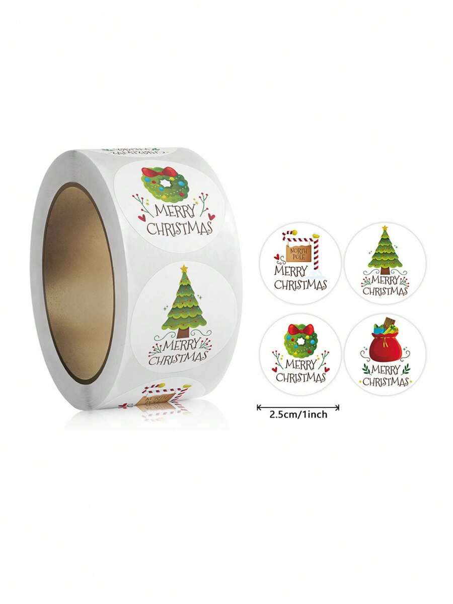 500 buc/rolă, set de autocolante pentru festivalul de Crăciun de 1 inch cu hârtie kraft, autoadeziv impermeabil și ușor de dezlipit, folosit ca etichete/autocolante decorative pentru cadouri de Crăciun, cutii, etichete de etanșare și autocolante de papetărie DIY Decorații de Crăciun Decor de Crăciun Cadouri de Crăciun Accesorii pentru petreceri de Crăciun Genți pentru cadouri de Crăciun Genți de Crăciun Autocolante de Crăciun