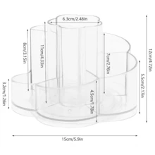 360° Rotating Makeup Organizer 6 Slot Clear Cosmetic Storage Holder Tray Makeup Brush Cup Lip Gloss Display Case Bathroom Makeup Organizer - Multicolor - View 3