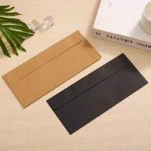 50 phong bì đựng bưu thiếp keo nước bọt, giấy kraft màu đen, be, vàng, bạc, nâu, trang trí tiệc Giáng sinh sáng tạo & quà tặng - màu đen - Xem 3