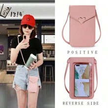 Nueva bolsa para teléfono móvil, versión coreana de una bolsa pequeña y versátil para estudiantes, con pantalla táctil transparente, bolsa cruzada diagonal para teléfono, bolso de hombro para damas y mujeres, cartera y monedero
