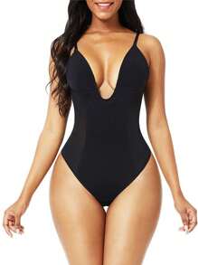 Sports Outdoor 1PC European And American Hot Sexy, Invisible Shoulder Straps, Backless Bodysuit, Bras, Seamless Deep V Shapewear Women Gym Accessories - Beige - View 1