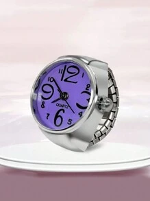 1 件男女通用学生时尚合金宝石石英指环手表，百搭配饰和情侣手表