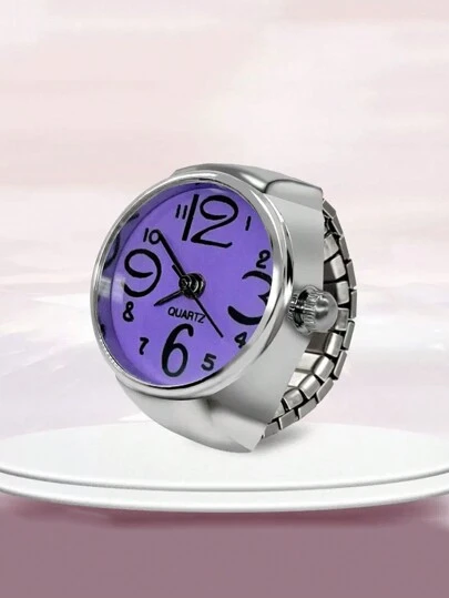 1 件男女通用学生时尚合金宝石石英指环手表，百搭配饰和情侣手表