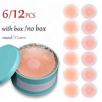 6 件/12 件可重复使用硅胶乳房花瓣，隐形胸罩免费，女性隐形乳头贴