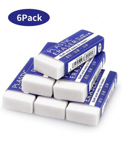 6/12/24 Packs Pencil Erasers, Rectangular White Erasers For School Office, Art Erasers For Drawing, Christmas Gifts Back To School