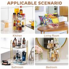 2-Tier Rotating Makeup Organizer, 360° Spinning Skin Care & Cosmetic Storage Rack For Perfumes, Lotions, Bedroom & Bathroom Display - 無色 - 查看 5