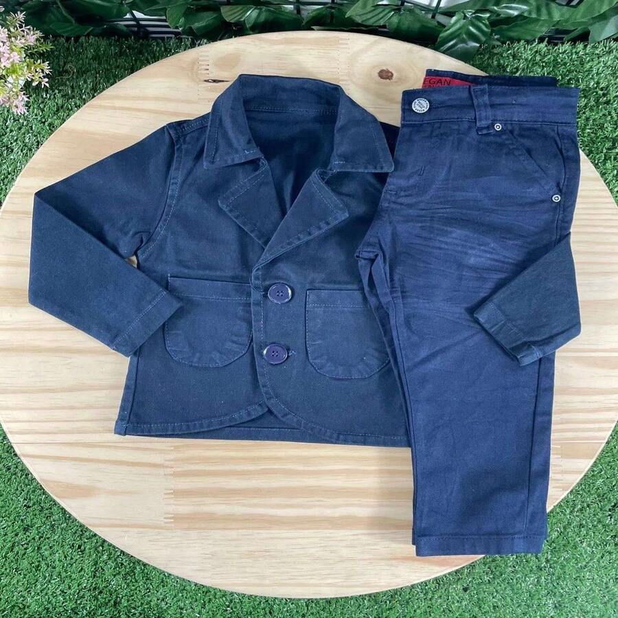 Navy Blue Pants With Navy Blue Blazer For Kids - 藏蓝色 - 查看 1