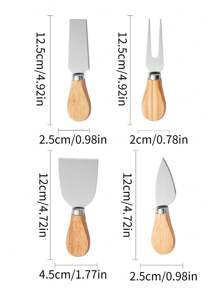 1 pieza/3 piezas/4 piezas/6 piezas Cuchillos de queso de acero inoxidable, herramientas de cocina multiusos, cuchillos para mantequilla - Beis - Ver 3