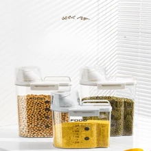 1pc Transparent PET Grains & Flour Sealed Storage Canister, Anti-Insect And Moisture, With Measurement Cup