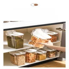 1pc Transparent PET Grains & Flour Sealed Storage Canister, Anti-Insect And Moisture, With Measurement Cup
