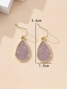 1 Cặp Hoa tai hình giọt nước phong cách Châu Âu và Mỹ, Hoa tai thời trang giản dị dành cho phụ nữ - Nhiều màu - Xem 4