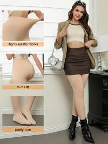 1 pezzo 300g Leggings termici elasticizzati resistenti per donne taglie forti, leggings termici foderati di colore unito, alla moda e versatili, adatti per uso esterno da 5 a 15°C