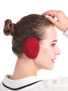 1 Pair Solid Color Plush Earmuffs For Women, Suitable For Outdoor Warmth And Cold Protection In Autumn And Winter. Halloween - Black - View 14