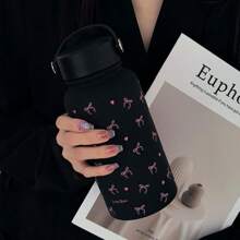 1 件 22 盎司/650 毫升粉色心形和蝴蝶结系列水瓶，双层不锈钢保温杯，咖啡杯，露营杯，硅胶涂层光滑杯身，生日/节日礼物，母亲节礼物 - 彩色 - 查看 5