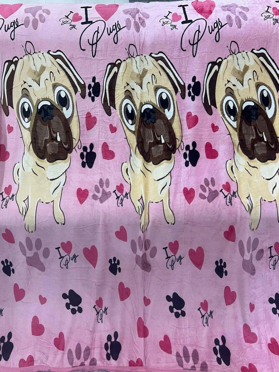 Sheepskin Blanket 190X210CM Large Blankets Various Prints And Beautiful Colors - rosa com cachorro - Xem 1