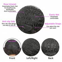 女士柔软非洲式假发，带刘海的卷曲非洲式假发，看起来自然的男士短卷发非洲式假发，弹性黑色非洲式蓬松假发，合成头发，大非洲式假发，适合日常派对、角色扮演、节日、圣诞节、新年、狂欢节、音乐节，编织假发装饰 - 黑色 - 查看 6