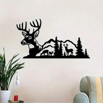 1 件令人惊叹的金属鹿墙饰。巧妙的创意麋鹿铁制室内外工艺品。非常适合卧室、走廊和户外环境。华丽的户外墙面装饰。，家居装饰，房间装饰，墙面装饰