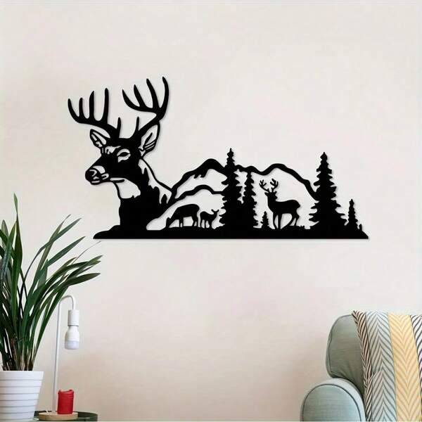 1 pezzo Bellissima decorazione da parete in metallo a forma di cervo. Creativa ed ingegnosa scultura di cervo in ferro per interni ed esterni. Ideale per camera da letto, ingresso e ambienti esterni. Splendida decorazione da parete per esterni, Decorazione per la casa, Decorazione per la stanza, Decorazione da parete