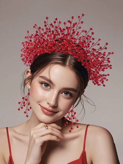 1 pieza Corona de hada del bosque con forma de rama con cristales brillantes, adecuada para celebraciones de festivales, atuendos de fiesta, bodas, actuaciones en el escenario, vacaciones de verano, San Valentín, accesorio decorativo para el cabello de mujer