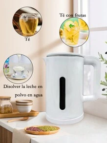 Hervidor eléctrico de 2.2 litros, hervidor de acero inoxidable, hervidor antiescaldado de doble capa, hervidor de agua hirviendo 1000W - Blanco - Ver 4