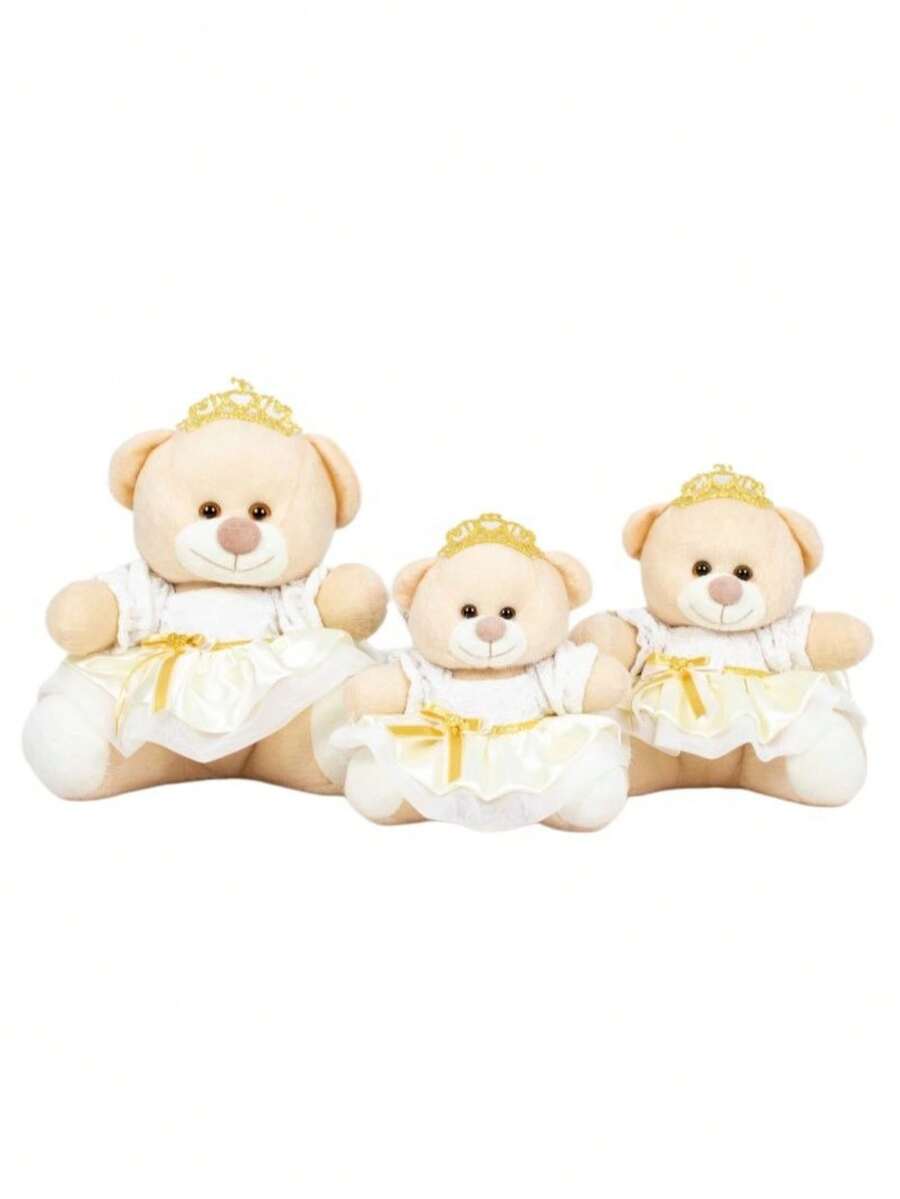Largest Trio Of Princess Petit Bears With Lace Sweet Milk Plush - 18/22/26 - 稻草 - 查看 1
