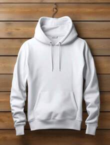 Plain Sweatshirt Blouse Without Kangaroo Print With Hood Cold Weather Coat - trắng - Xem 2