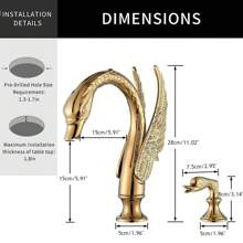 Gold Swan Bathroom Sink Faucet 3 Holes 2 Handle Widespread Vanity Mixer Faucet - 金色 - 查看 2