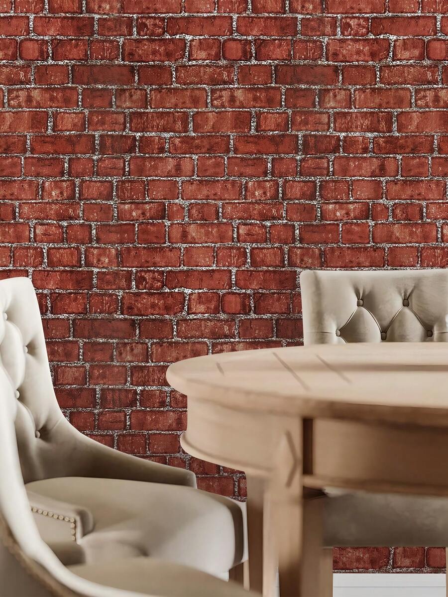 1 Roll GreyWhite 3D Brick Peel & Stick Wallpaper, Removable Brick Wall