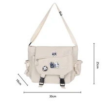 Saco De Mensajero De Nylon Mujer Mochila Coreana, Kawaii, bolso de lona con asa, bolso grande de gran capacidad, bolso reutilizable, bolso de tela, perfecto para el uso diario y los viajes, bolsos de tela para estudiantes, con múltiples compartimentos, perfecto para la playa, la escuela, el trabajo y el uso diario - Azul - Ver 4