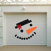 Christmas Snowman Door Decoration DIY Snowman Face Decoration Cartoon Removable Christmas Garage Door Decoration For Xmas Party Wall Outdoor Garage Decor - Multicolor - View 6
