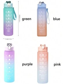 1 pieza Botella de color degradado y escarcha de 750ml, botella deportiva escolar con horario de bebida diario de moda, a prueba de fugas, ideal para camping al aire libre, ciclismo, fitness y regalo para hombres/mujeres, botella de agua