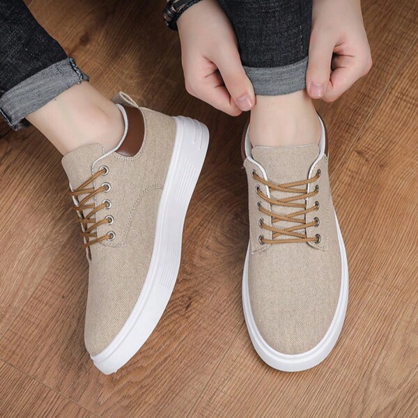 Zapatos nuevos y calientes para hombre, zapatos de ocio transpirables para hombre, zapatillas planas ligeras informales de lona para hombre