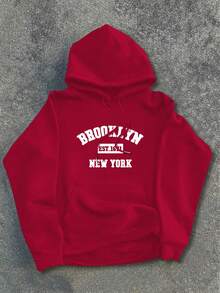 Men's Regular Fit Hooded Long Sleeve Sweatshirt With Pockets, Personalized Print, Casual Sport Outdoor Wear