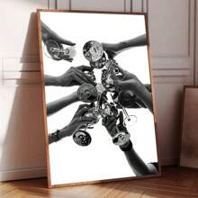 1 件/套复古黑白欢呼印刷帆布海报，黑白鸡尾酒帆布墙艺术礼物，非常适合家庭办公室、餐厅或客厅墙壁装饰，不含框架 - 黑與白 - 查看 4