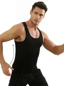 Pack 2 Chalecos Deportivos Hombre 2025 - Compresión Térmica Quema Grasa + Poliéster Elástico Ultraligero (Negro Carbón/blanco) - Chaleco Moldeador Abdomen para Gym/Running/Calle - Tecnología Dry-Fit con Pruebas en Clima Tropical - Negro - Ver 7