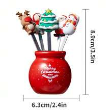 5PCS/SET Cartoon Cute Fruit Forks Christmas Silicone Salad Fork Reusable Fruit Fork Suitable For Bread Sticks, Merry Christmas