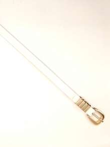 KIT New Imported Women's Thin Belt With Gold Buckle - 白色 - 查看 3