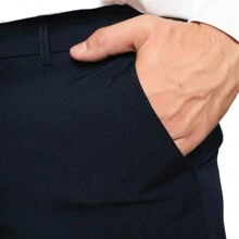 Patrimonio's Men's Fashion Slim Dress Pants Kit + 1 PAIR OF 100% ORIGINAL SOCKS - 藍色 - 查看 3