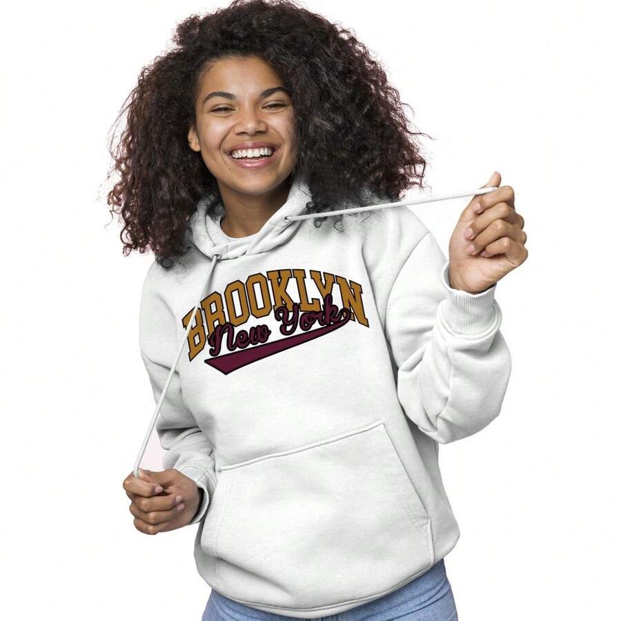 Brooklyn Newyork Printed Unisex Sweatshirt Premium Line Personalized With Pocket And Hood Ref: Brooklyn02 - 白色 - 查看 1