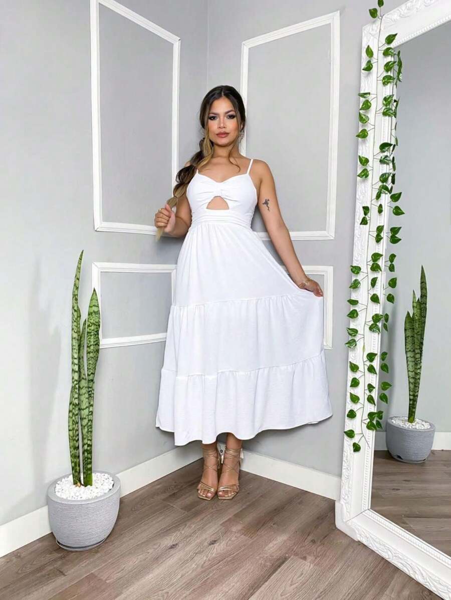 Girls... Midi Dune Dress, The Classic With Forró, A Best-Seller - trắng - Xem 1